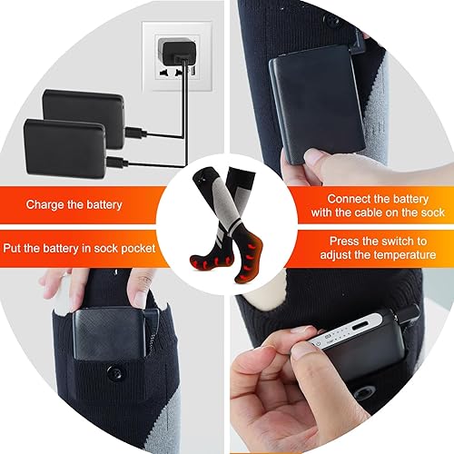 Miniatura 5 de Calcetines térmicos recargables para hombres y mujeres, calcetines con batería de 5000 mAh actualizados hasta 6 horas, lavables a máquina,
