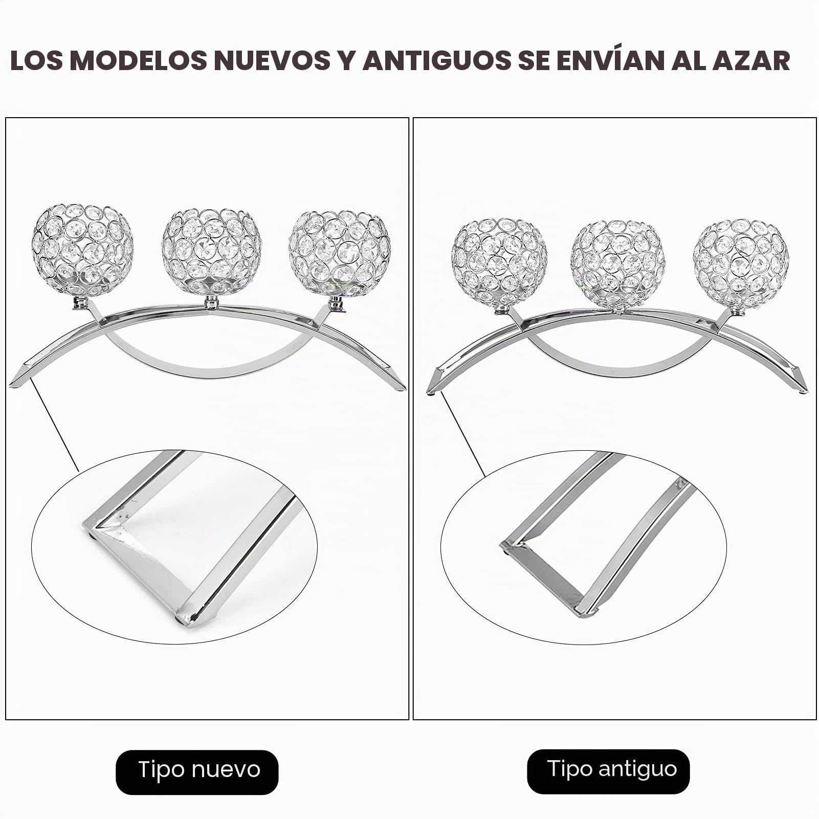Portavelas de Cristal, 3 Brazos clásico Europeo Hierro Bola de Cristal Cena romántica con Velas Candelabro Centro de Mesa de Boda para la celebración del Aniversario de cumpleaños Regalo(Plata)