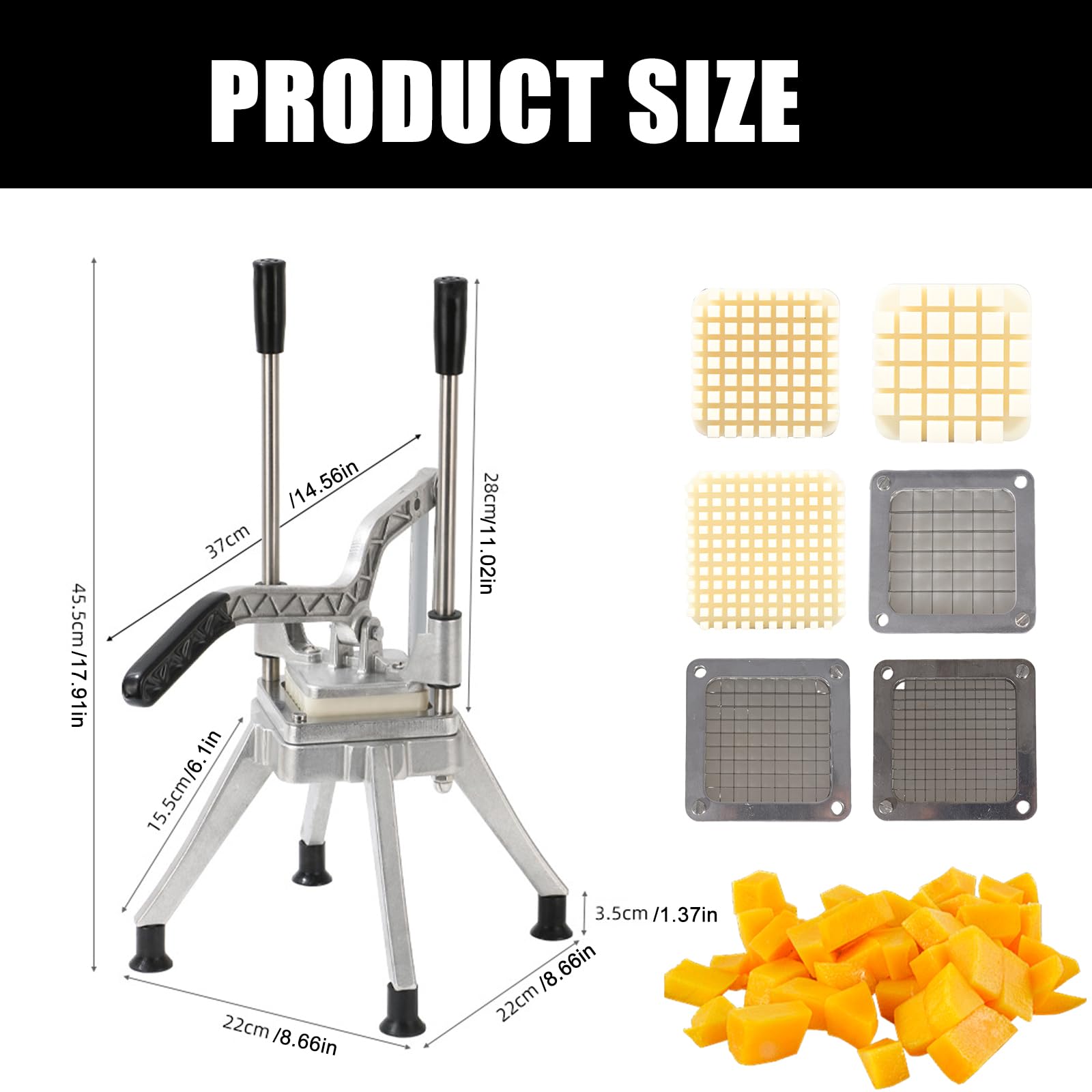 Affettatrice verticale manuale per frutta e patate, utensile multiuso per cubetti di patate e cetrioli, macchina manuale per la lavorazione degli alimenti