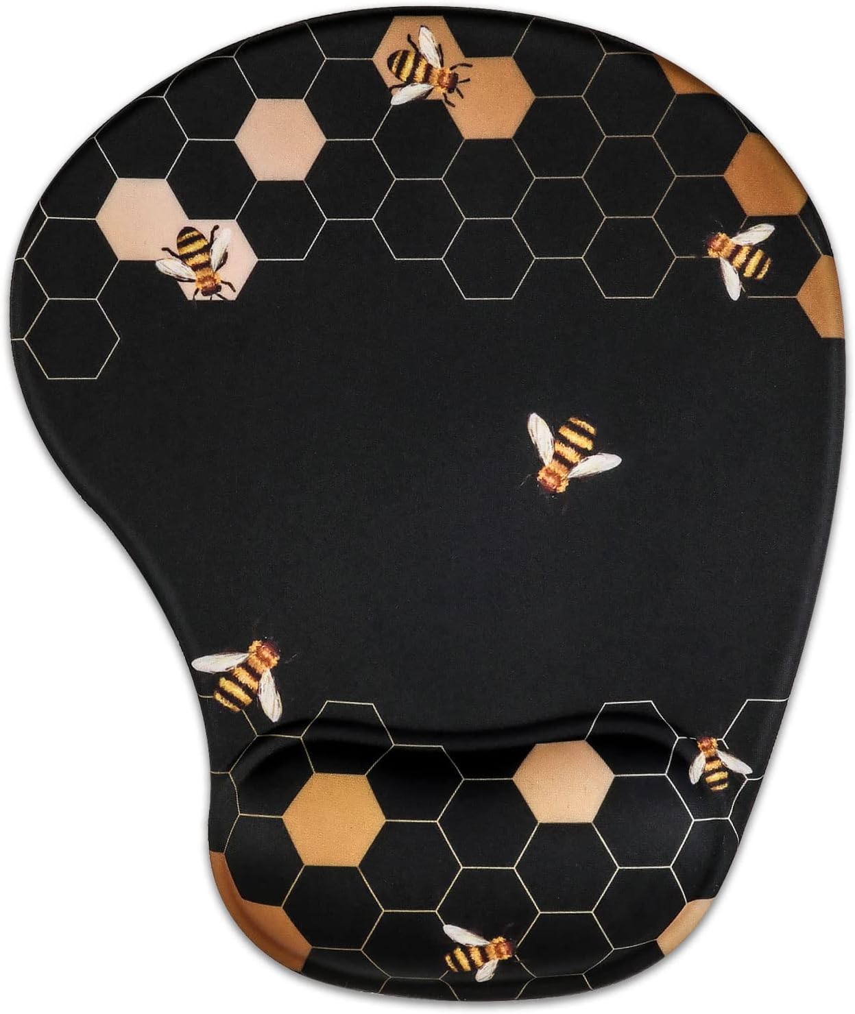 HAOCOO Mouse Mat Wrist Rest Wrist Support Mouse Pad Non-Slip Rubber Base Pain Relief for Laptop Computer Home Office Working Gaming (Bee)