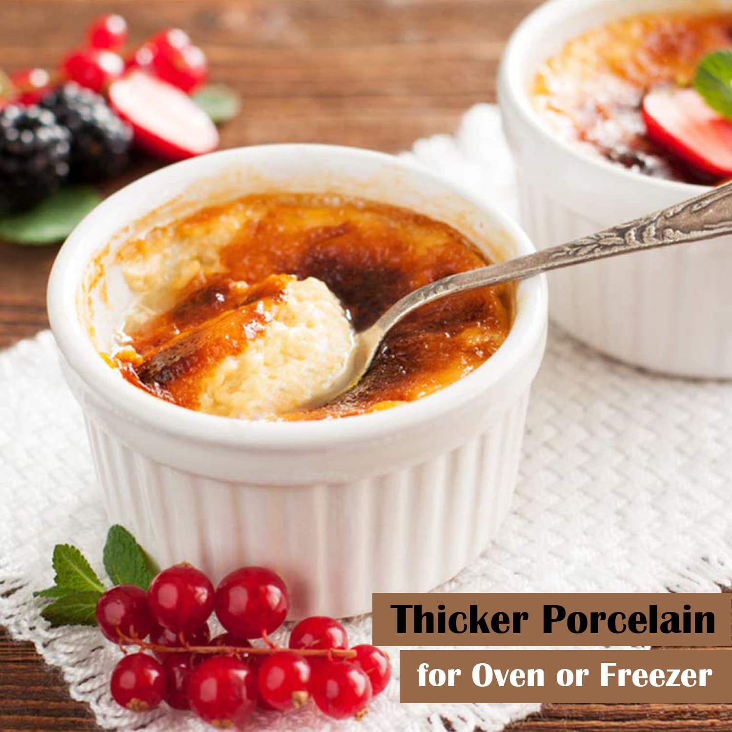 Artestia Ramekins 8 OZ Oven Safe Set of 12, Creme Brulee Ramekins for Baking Cooking, Classic Style Porcelain Souffle Ramekins Bowls for Pudding, Cupcake, Custard Cups, White