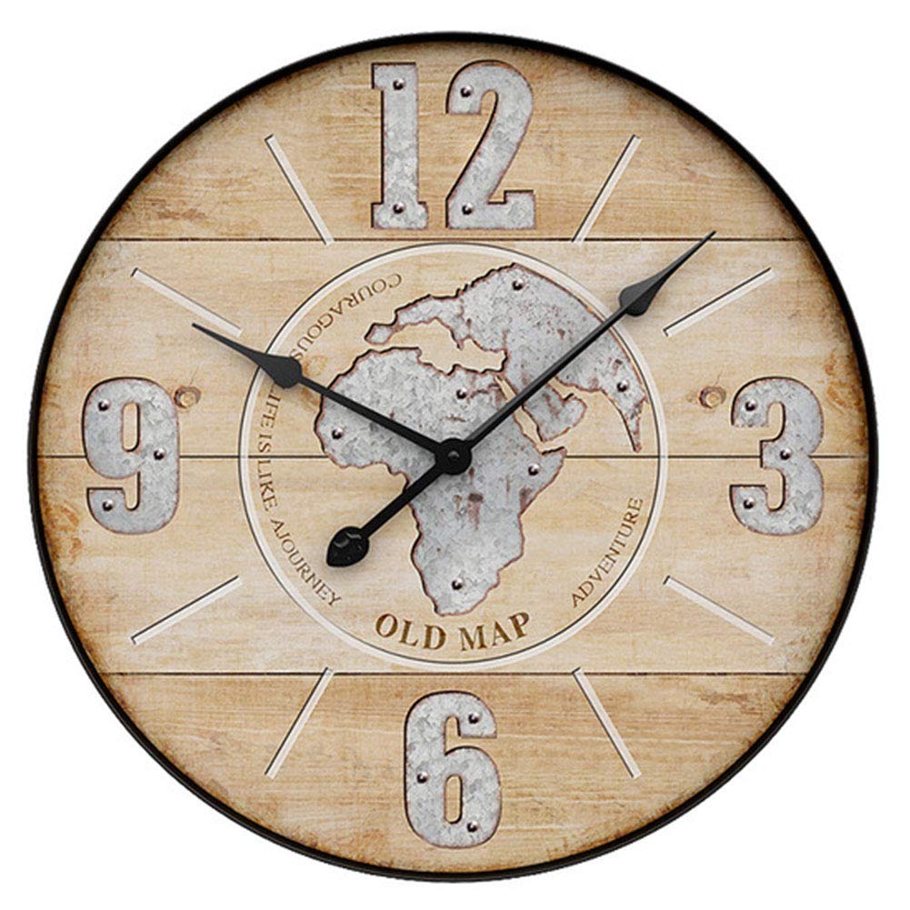 VHKJewE Silent Round Wall Clock With Arabic And Roman Numerals Iron And Fiberboard 50cm(C)