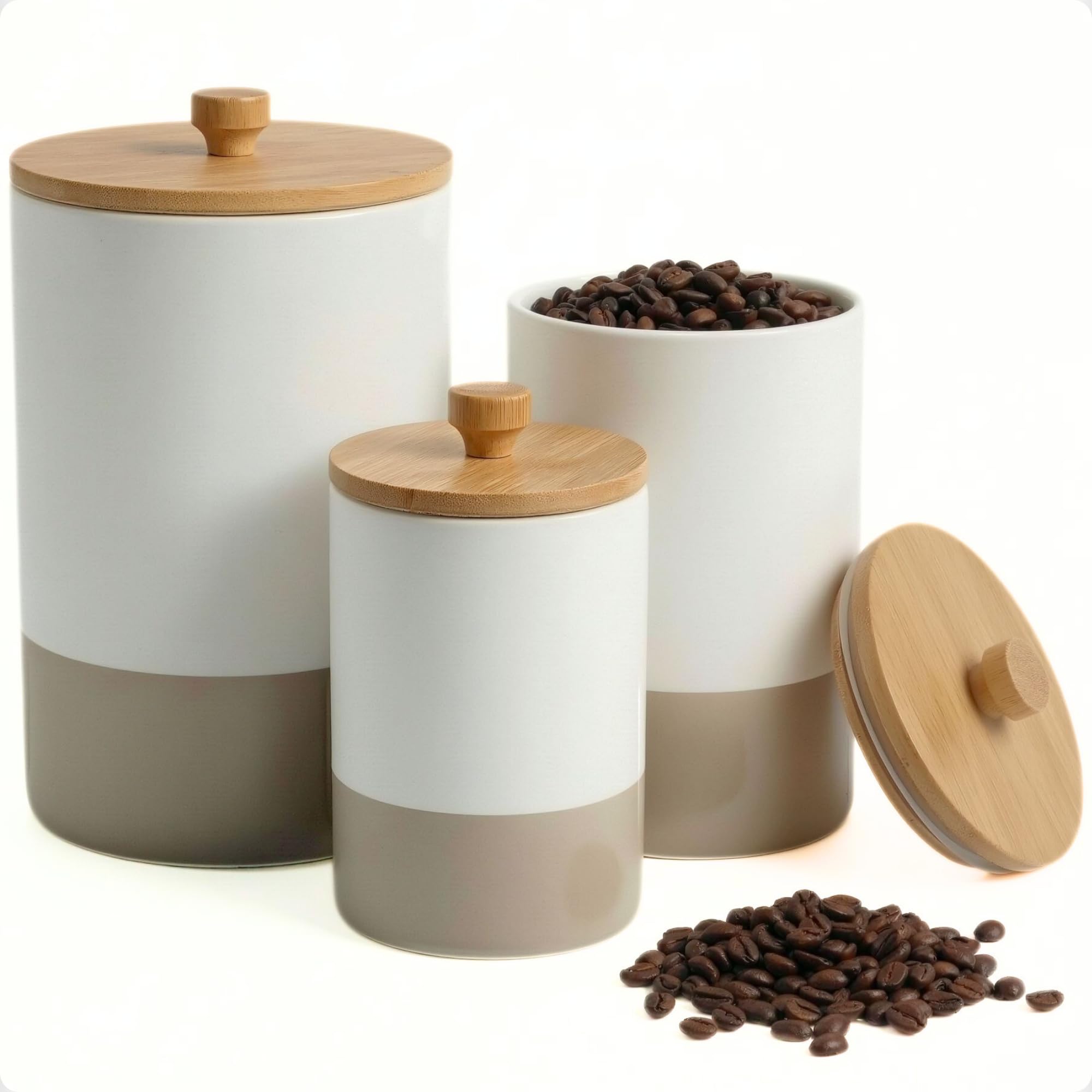 Amazon.com: Ceramic Kitchen Canisters for Countertop Set of 3 with