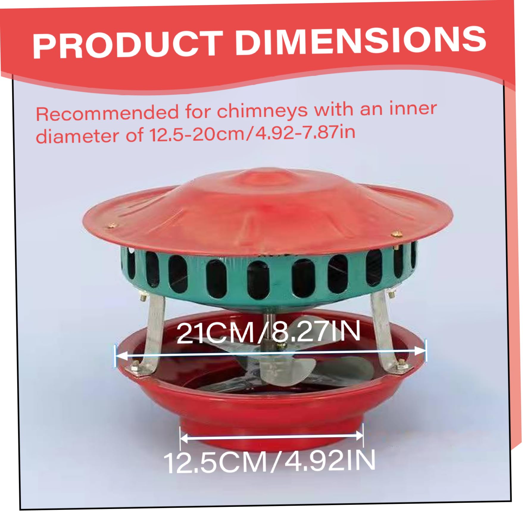 Fan Chimney Dust Aound 80W Famney Ventola di scarico da camino 7 ventola camino silenziosa per il condotto con diala..4.9-7.9 Evacuatore di fumo di camino per il paese, ventola di scarico del camino