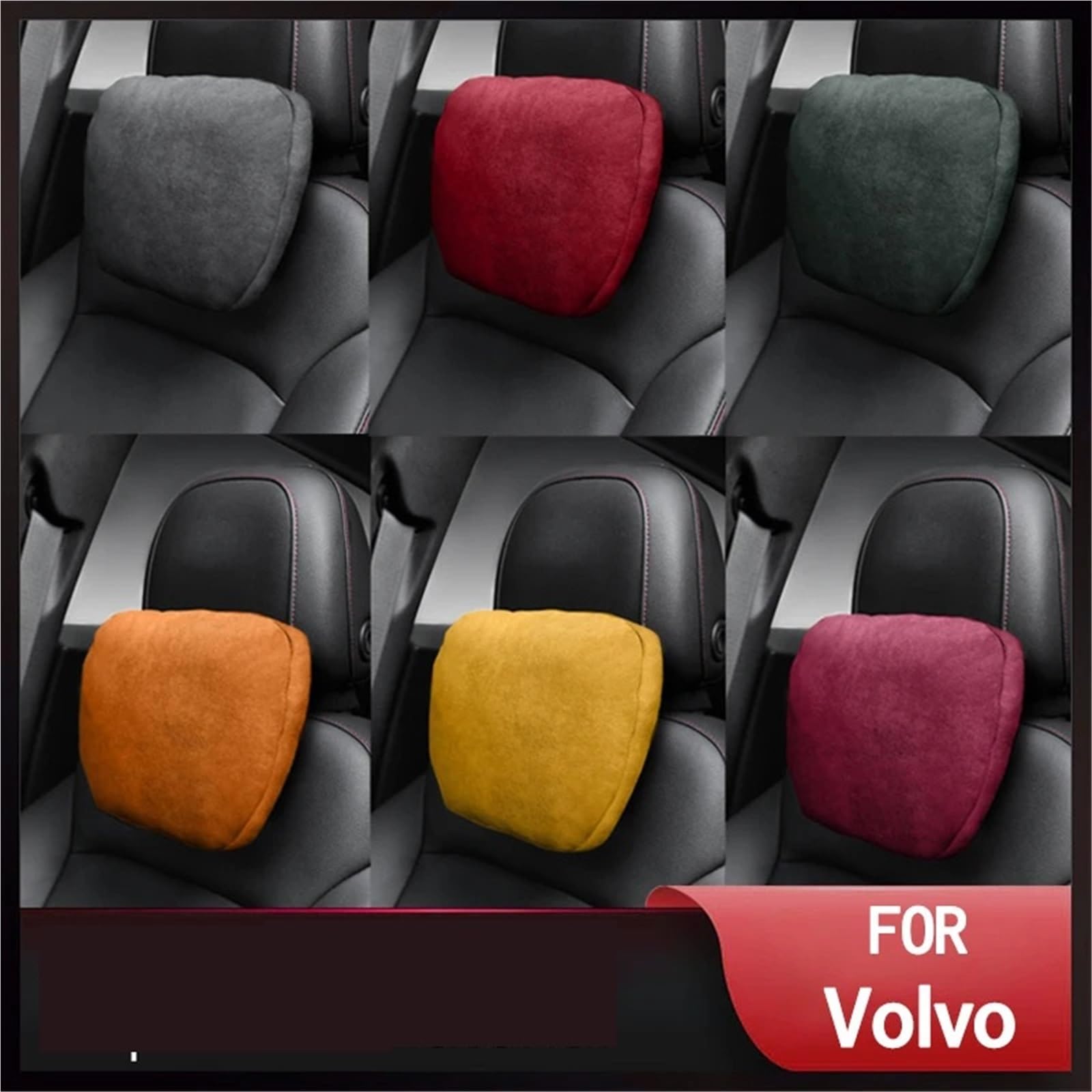 Auto Kopfstütze Pads Passend für Volvo Wildleder Auto Kopfstütze Nackenstütze Sitz Weiches Universal Verstellbares Auto Kissen Nackenstütze Kissen(2 pcs Green)
