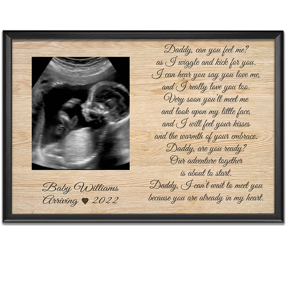 Personalized First Father's Day Canvas Poster Daddy Gift From Baby Bump, Soon To Be Dad Gifts Pregnancy Husband New Dad Ultrasound Picture Wall Art