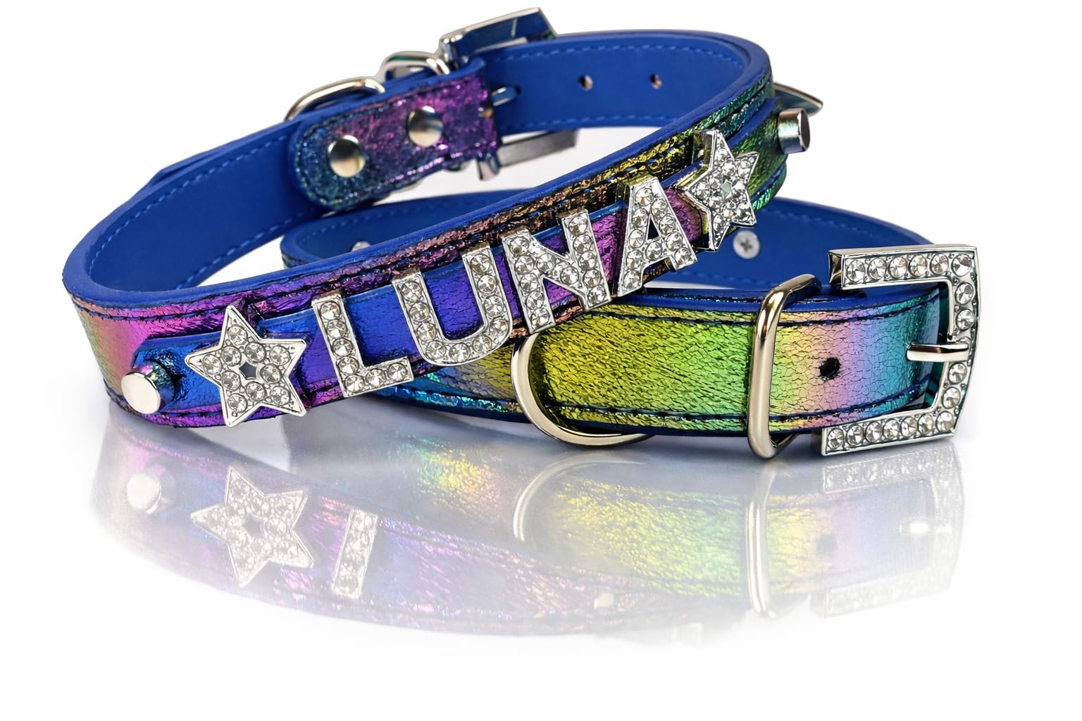 Celestial Galaxy Dog Collar | Personalized Dog Collar | Name Dog Collar | Galaxy Space Collar for Pets | Puppy Dog Collar XS to 3XL (L w/Leash)