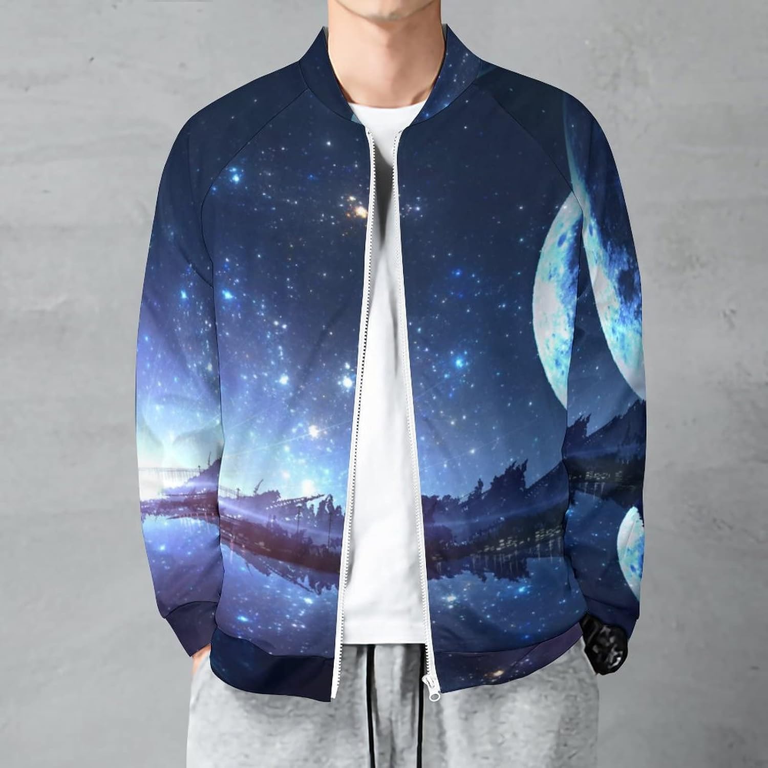 Amazon | [JuaoHuan] メンズ ジャケット 星空 青い銀河 サイエンス