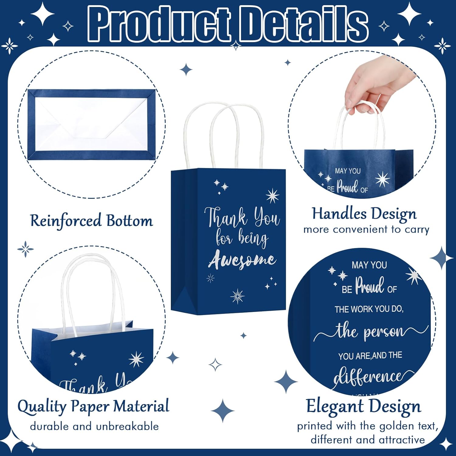 Gueevin 40 Pcs Employee Valentines Gifts for Team Work Staff Employee Appreciation Thank You Bulk Bags for Holiday Corporate Gifts Bulk Nurse Gift(Appreciation,Silver Blue) - Image 3