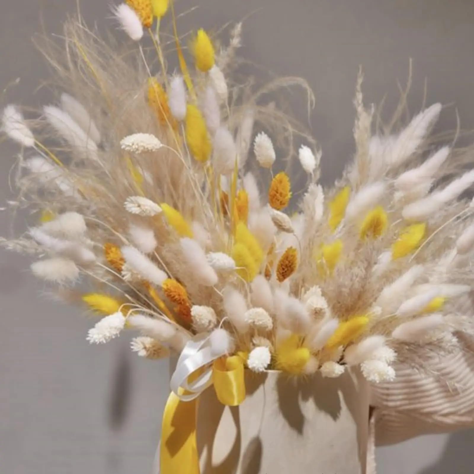 Dried Flowers Bouquet Natural， Fiori secchi bouquet naturale(Yellow,50Pcs)
