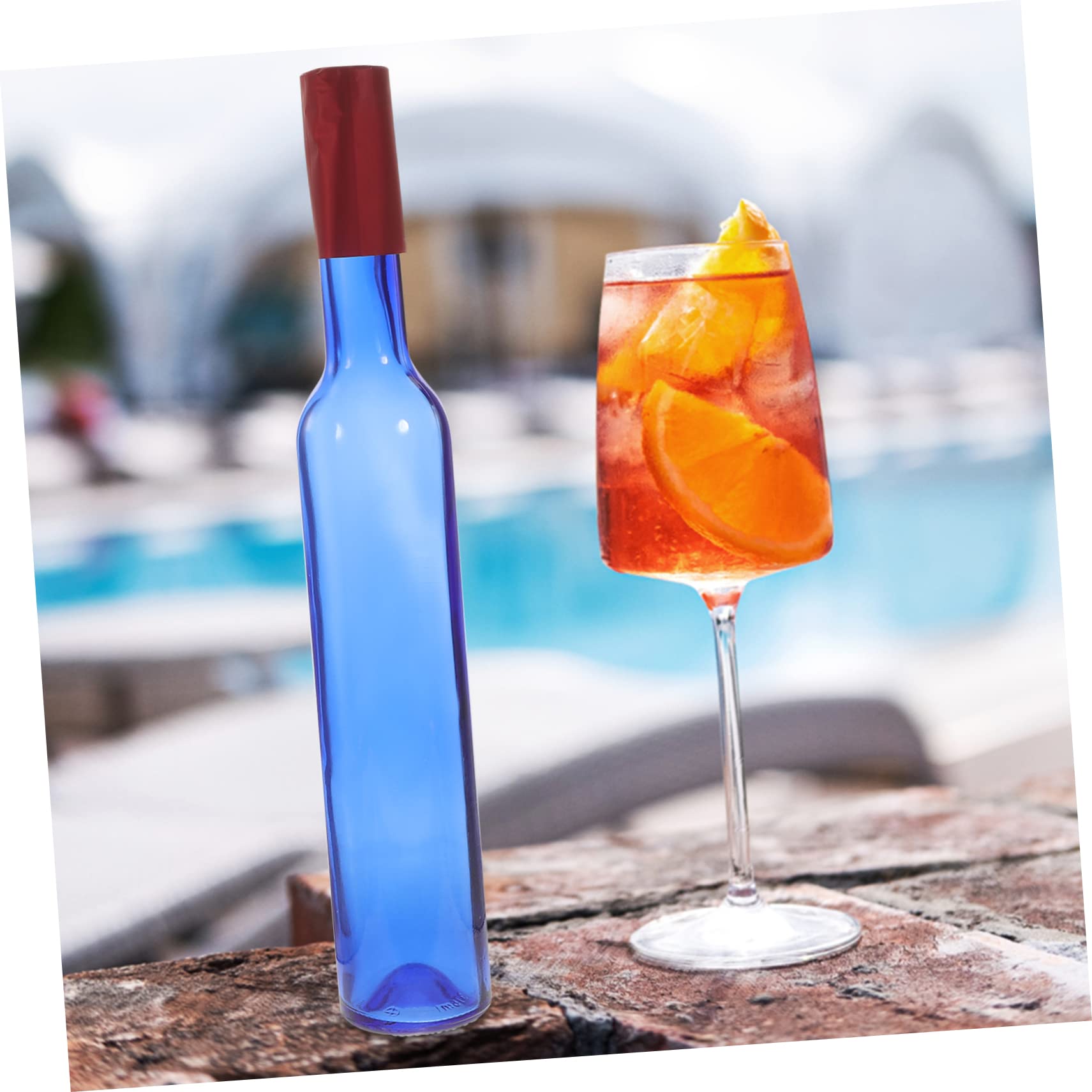 DECHOUS 375ml Bouteille de Vin en Verre Bleu, Lot de 2