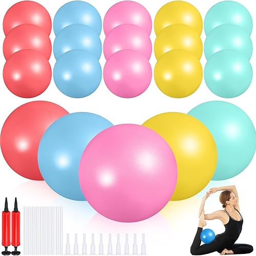 Miniatura 10 de Sotiff 20 pelotas pequeñas de ejercicio de pilates de 9 pulgadas, mini pelotas de barra de yoga para estabilidad, fitness, terapia física, Rosa,