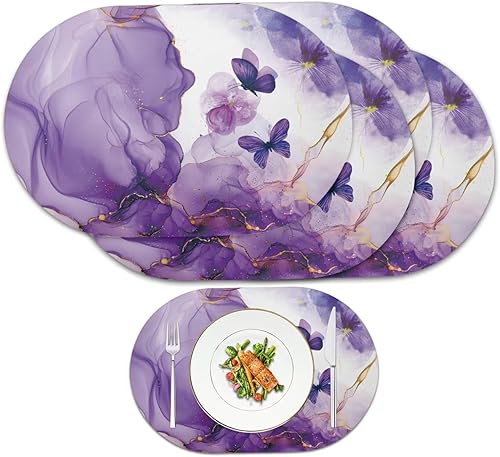 Miniatura 27 de Juego de 6 manteles individuales lavables para mesa de comedor, resistentes al calor, mesa de cocina, decoración del hogar, lavable, ovalada, de