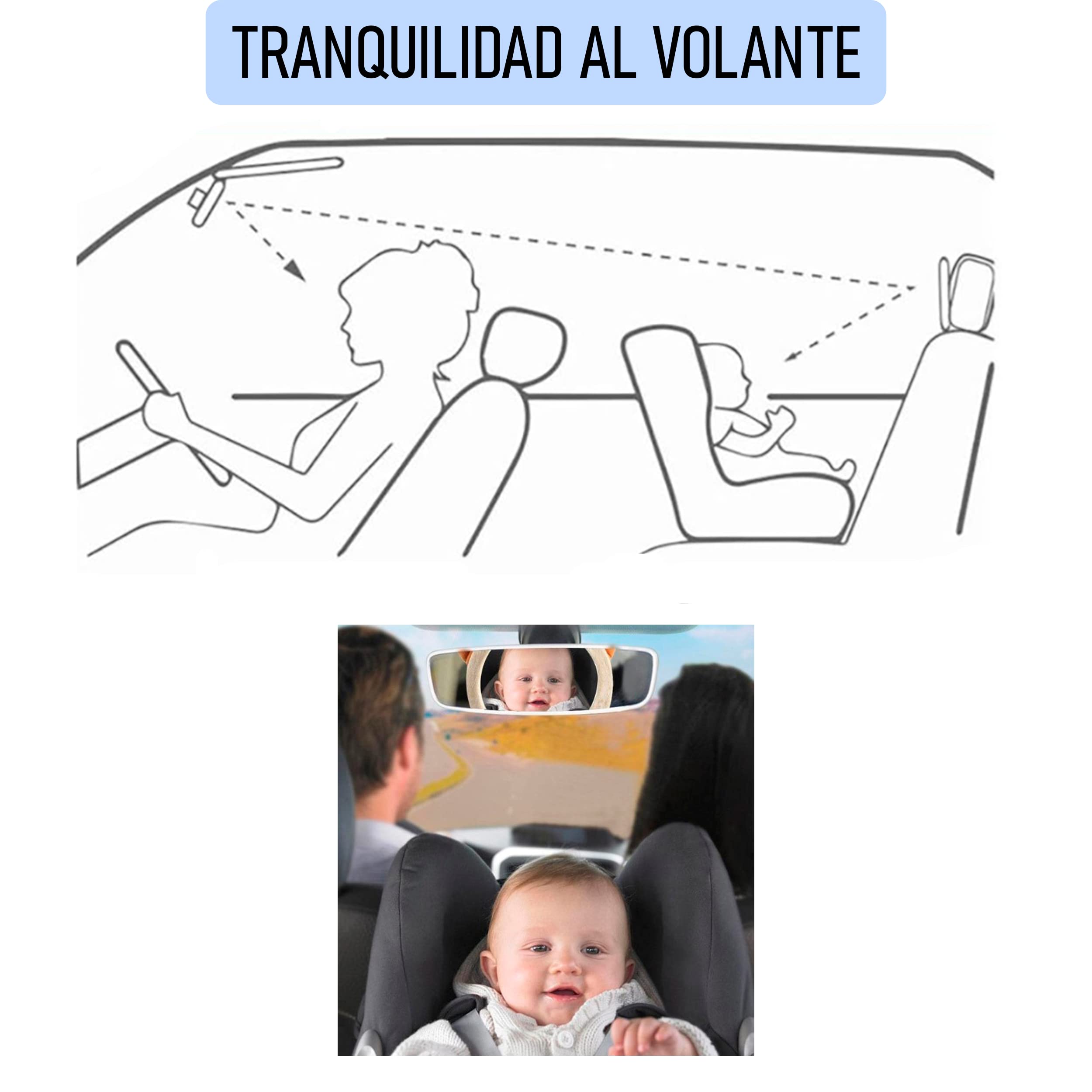 Espejo Coche Bebé Asiento Trasero de Osito de Peluche. Espejo Retrovisor de Bebé para los Asientos Traseros. Accesorio de Coche Universal. Seguro y Fácil de Instalar
