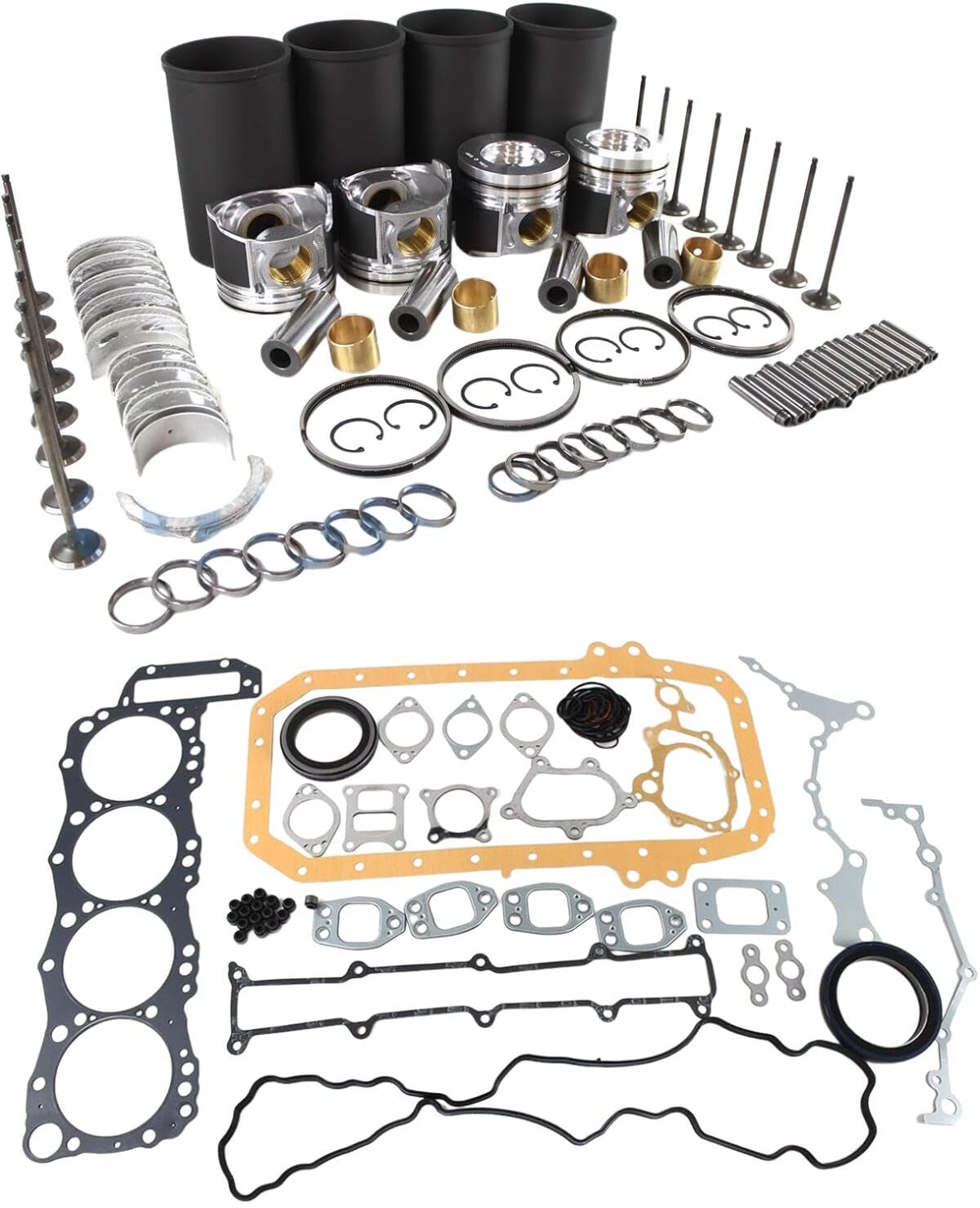 J05E Engine Overhaul Rebuild Kit with Piston Bushing and Gasket Kit for Hino J05E J05E-TA Engine, Compatible with Kobelco SK200-8 SK210-8 SK250-8 Excavator