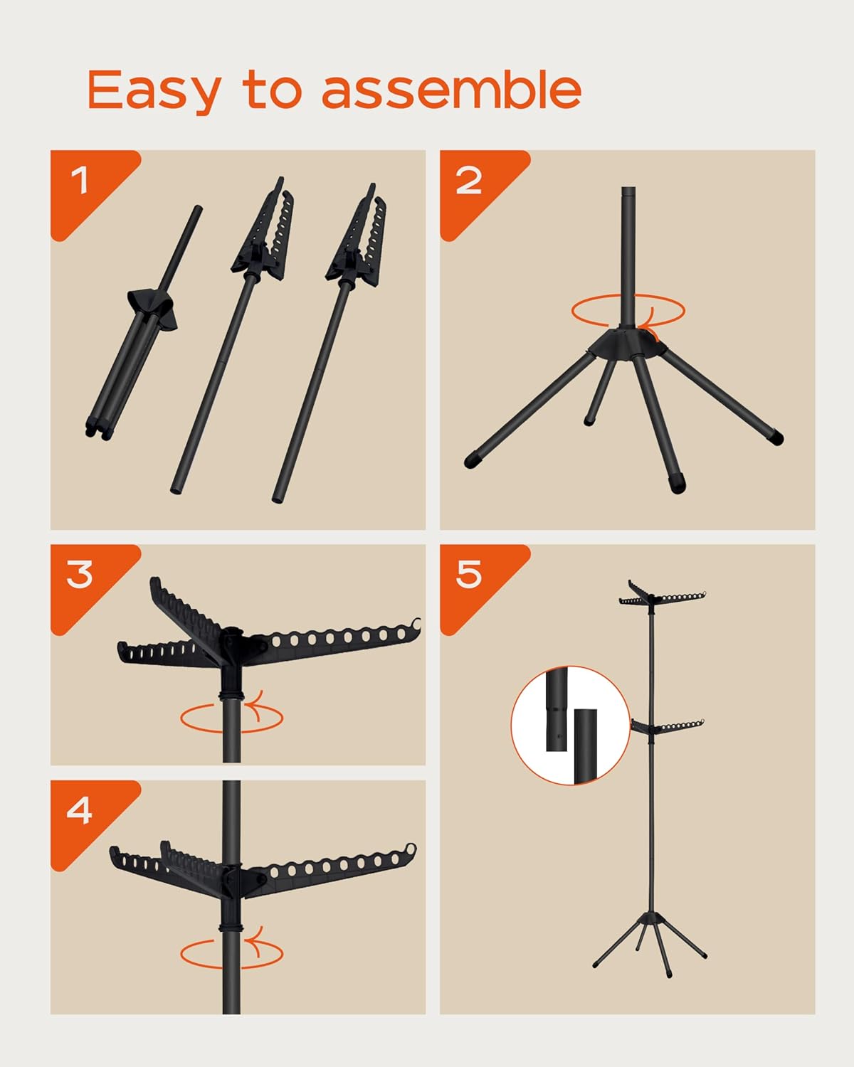 Clothes Drying Rack Foldable, 74.8 inch 2 Tier Laundry Drying Rack with Rotating Clothes Rail for 54 Pieces of Clothes, Space Saving, Indoor, Stainless Steel, Black CDR002B11