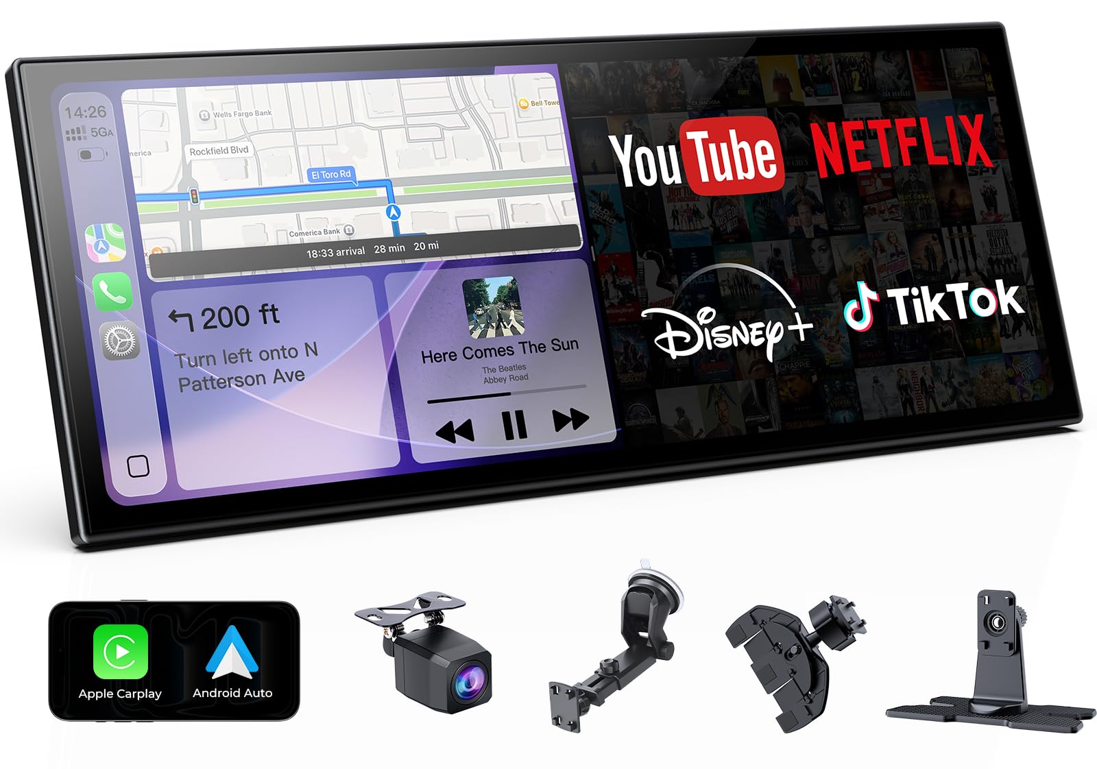 schermo wireless per macchina da guida con Netflix e YouTube
