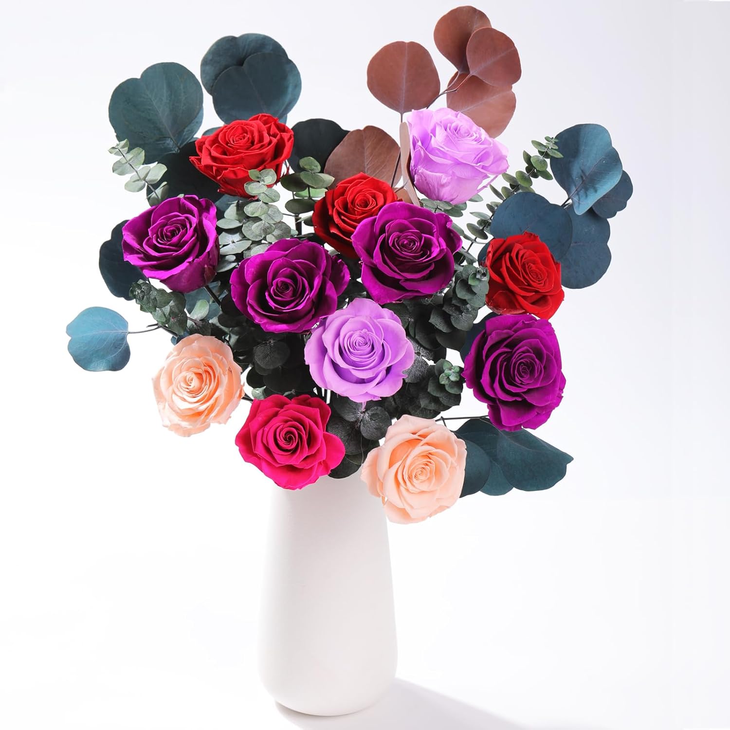 Lovenfold Flowers for Delivery Birthday Flowers Gift for Her,Preserved Flowers Bouquet 12 Roses Mixed Bouquet,Rose Gifts for Women Mom Grandma(Mixed 12 Purple-B Roses)