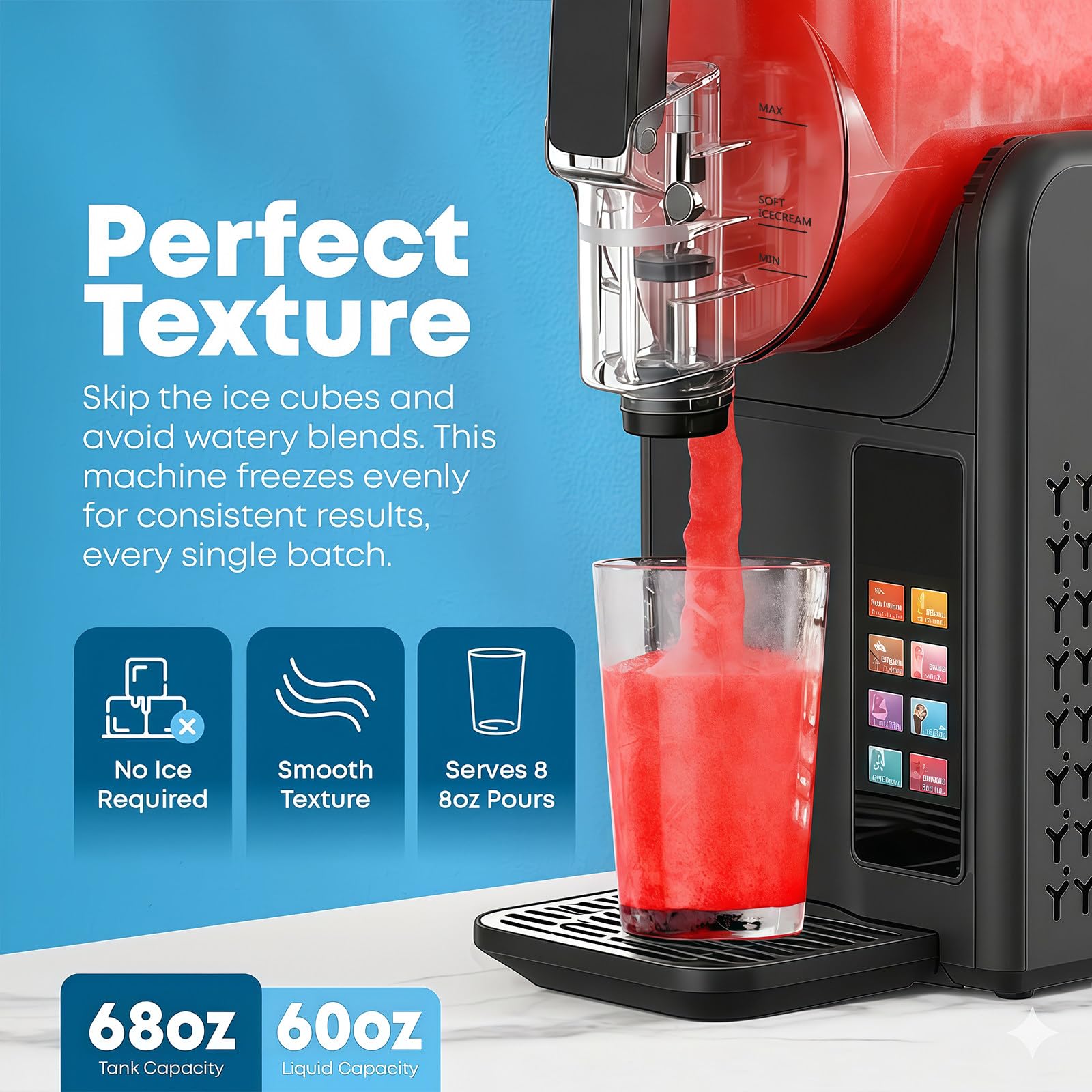 BANGBANGJI Máquina de Granizados Heladera 2L, 6 Programas, Pantalla LED, Autolimpieza, Temperatura Ajustable, para Margaritas, Frappés, Batidos Y Más Black