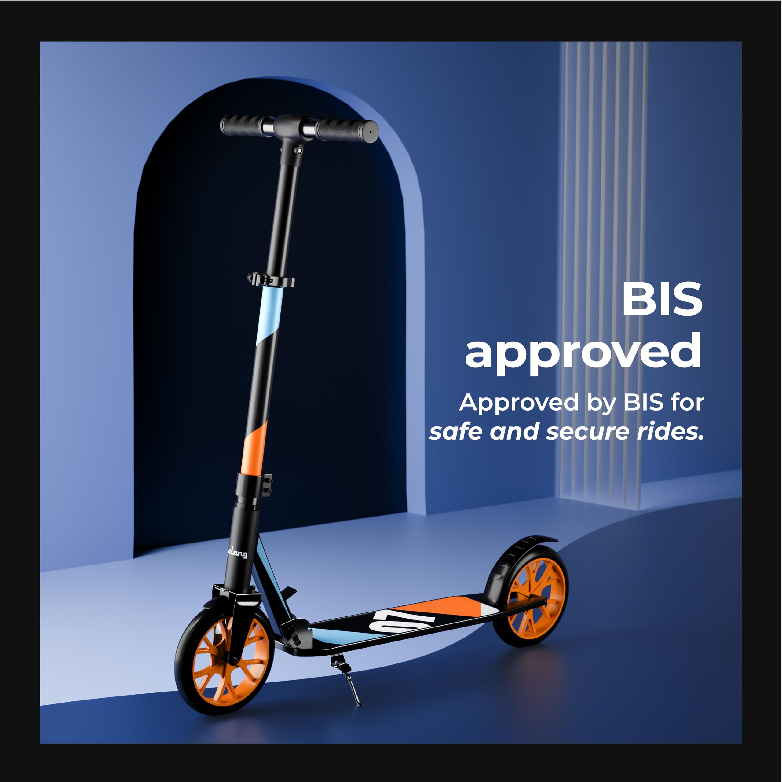 Lifelong Kick Scooter | Scooter for Kids 6-12 Boys & Girls | Foldable Adjustable Height Kick Scooter | 100 Kg Capacity | Big Wheels | Rear Brake | Outdoor Ride Gift for Kids (Green & Orange) 1