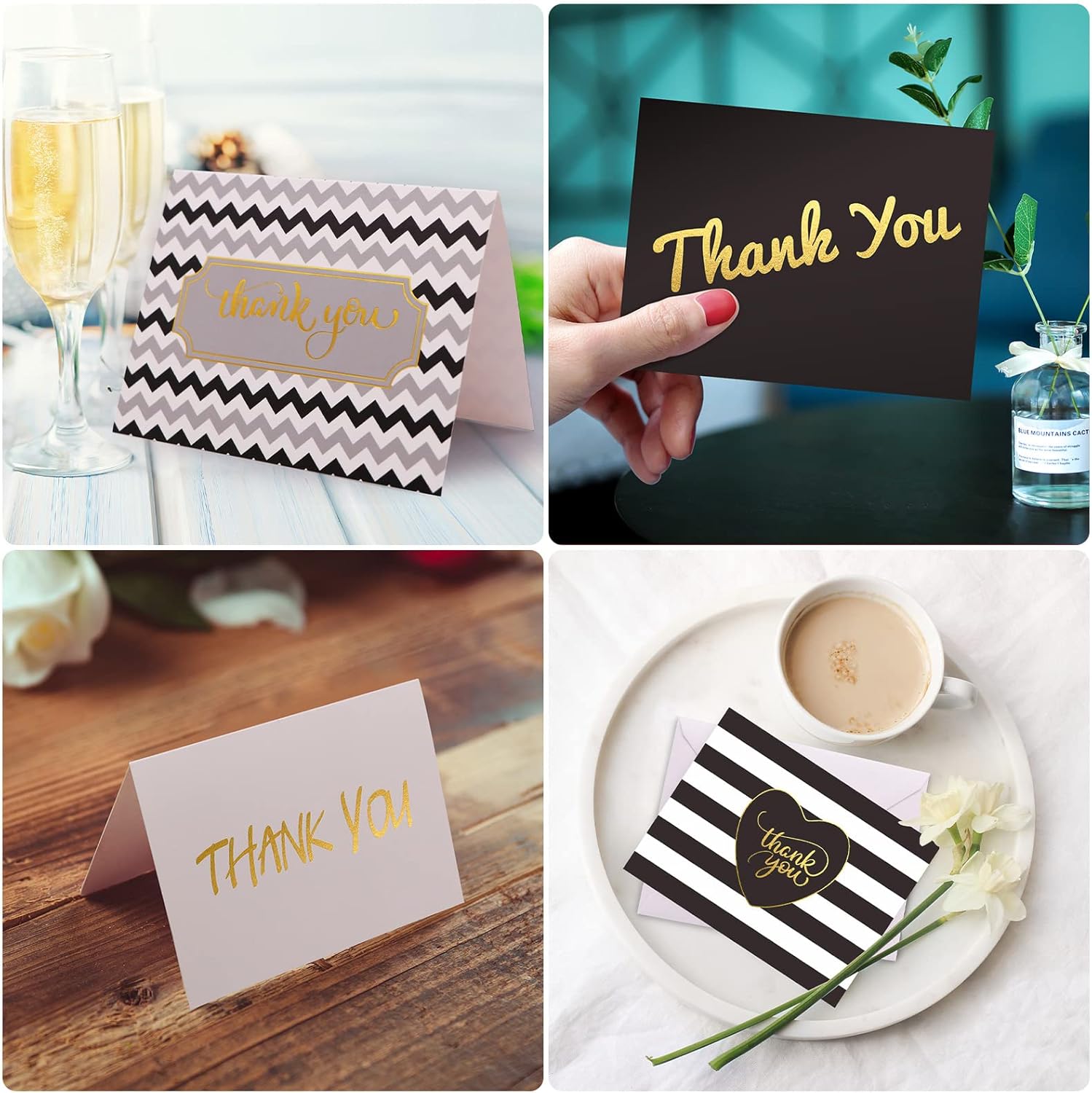 Buy 48 PCS Gold Foil Assorted Thank You Cards With Envelopes Set Bulk