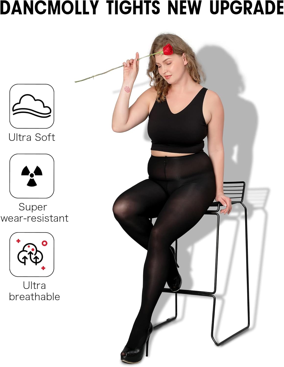 DancMolly Plus Size Tights for Women, Control Top Semi Opaque Nylon Pantyhose High Waist - Image 4