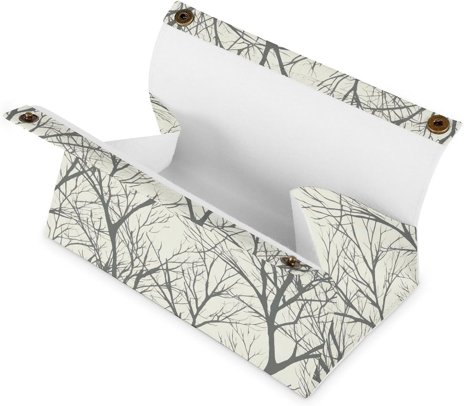 Tree BranchTissue Box Cover for Bathroom, PU Tissue Holder for Vanity Countertop, Paper Organizer Dispenser, Personalized Tissue Case for Office, Car, Tabletop image 2