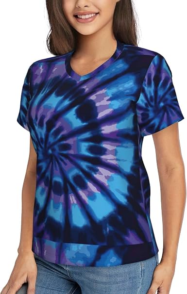 T-shirt Femme Broken Promises – Tie-dye Violet Et Noir – Manches Courtes – Taille L