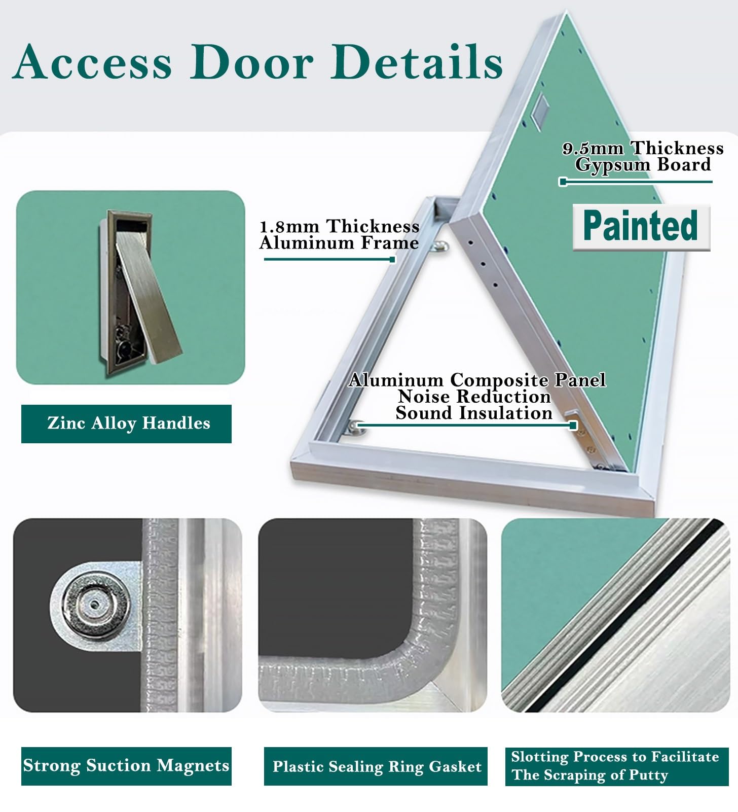 Trampilla Pladur Trampilla de Inspección de Plomería Panel de Acceso de Paneles de Yeso, Puerta de Acceso de Placas de Yeso Marco de Aluminio, Cubierta de Panel de Servicio de Tamaño Personalizado(24x
