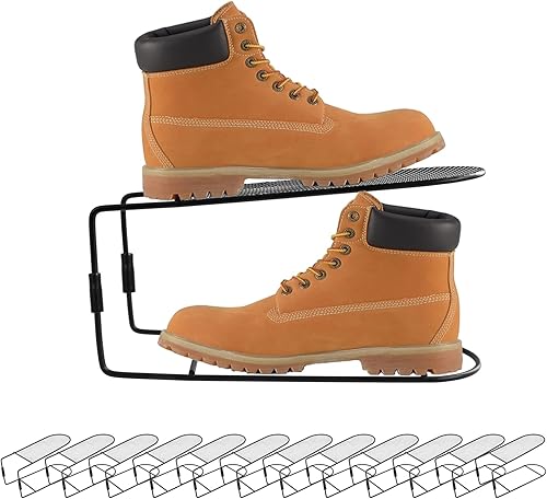 Paquete de 12 ranuras para zapatos organizador para armario, apilador de zapatos de metal, organizador para armario, ahorro de espacio, 50% de