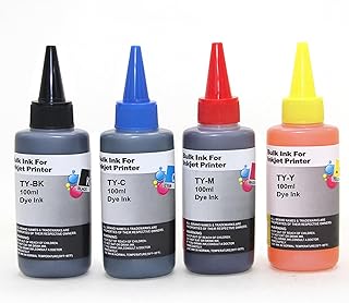 4-Pack Universal Printer Ink/Refill Dye Ink suitable for refilling 123 305 652 650 651 653 122 901 47 60 61 63 62 64 65 901 21 22 78 45 and ink tank printers