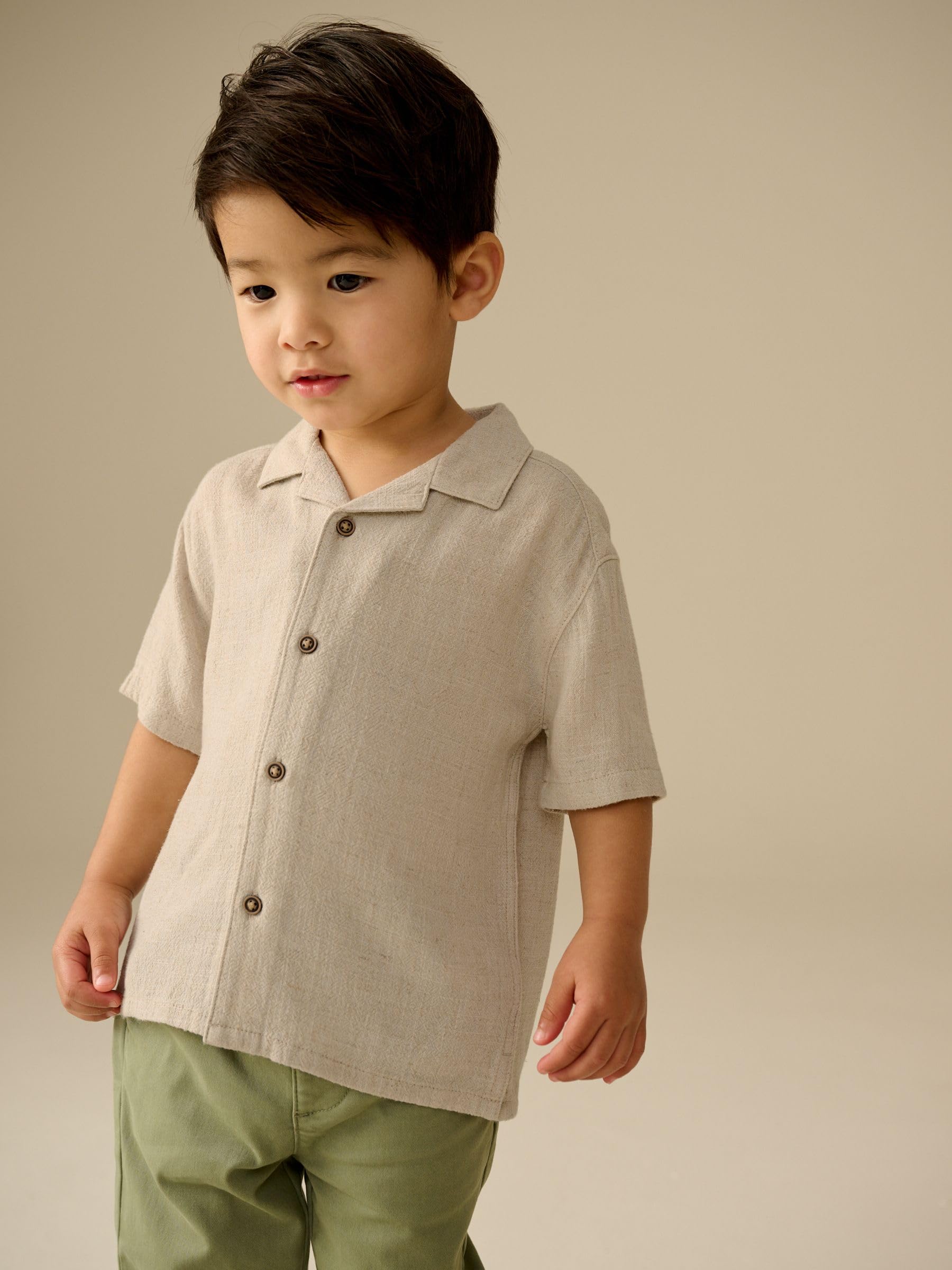 NEXT Garçon Chemise en Lin mélangé à Manches Courtes