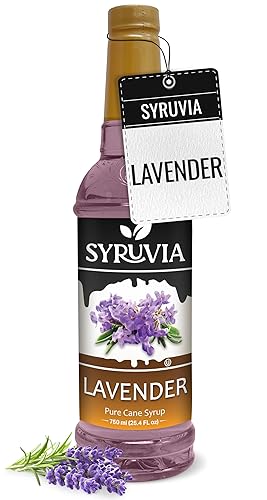 Syruvia Jarabe de lavanda para café, sabor a jarabe de café de lavanda, 25.4 onzas líquidas, Kosher, sin gluten, perfecto para café, cócteles,