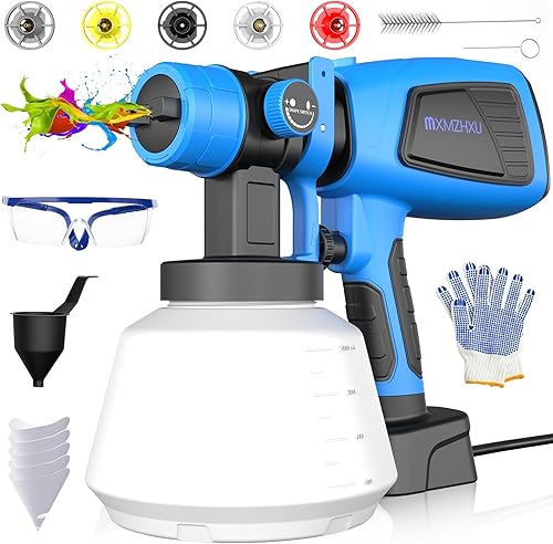 Miniatura 10 de Pulverizador de pintura inalámbrico (batería no incluida), pistola pulverizadora eléctrica HVLP, 5 boquillas y 3 patrones, pistola de pintura en