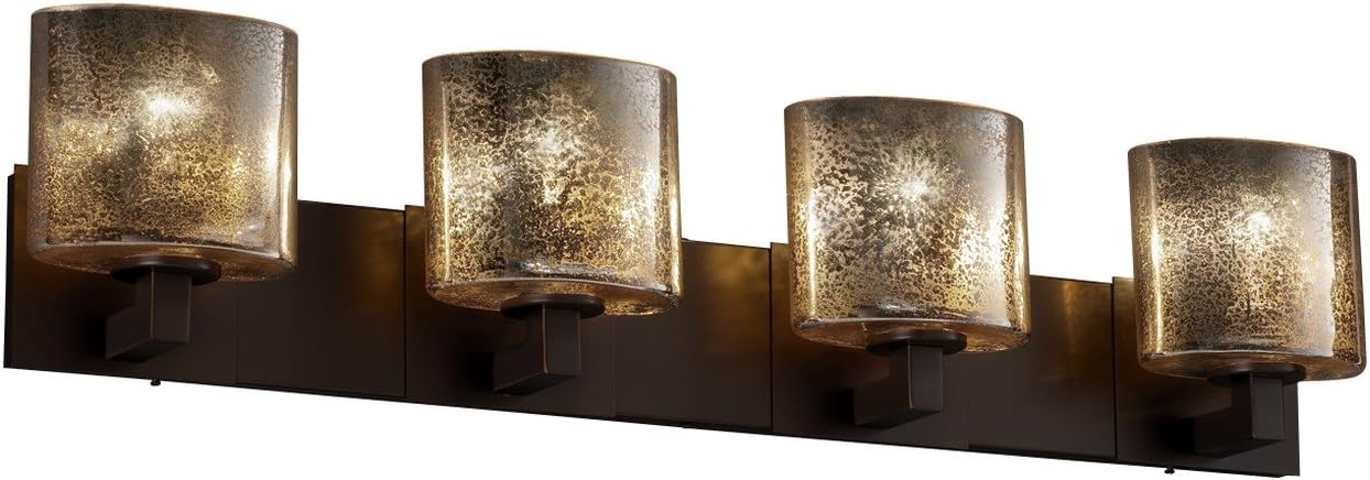 Justice Design Group - Fusion Collection - Modular Bath Bar - Oval - Dark Bronze Finish with Mercury Glass