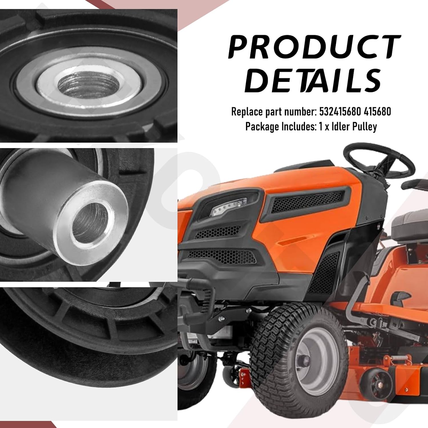 532415680 Idler for Husqvarna Craftsman Lawn Mower YTA22V46 YTA18542 YTA19K42 YTA24V48 T3000, Replace Idler Pulley 415680