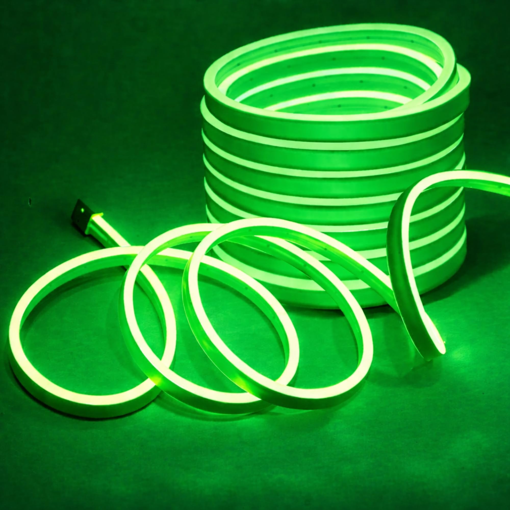 NEWNESS 5 Meter Green Neon LED Strip Lights | IP65 Waterproof Flexible Silicone Rope Light with 12V Power Adapter for Home Décor-image-44