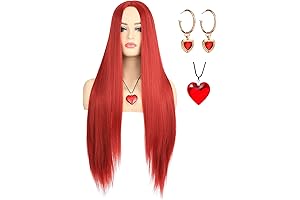 Queen of Hearts Red Wig with Accessories
