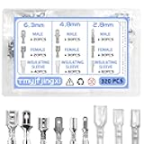 Tmyjfjingxi 320PCS 2.8/4.8/6.3mm Spade Wire Terminal Connectors Male and Female Crimp Speaker Wire Connector with Insulating Sleeve for Car Audio Speaker Wiring WW003