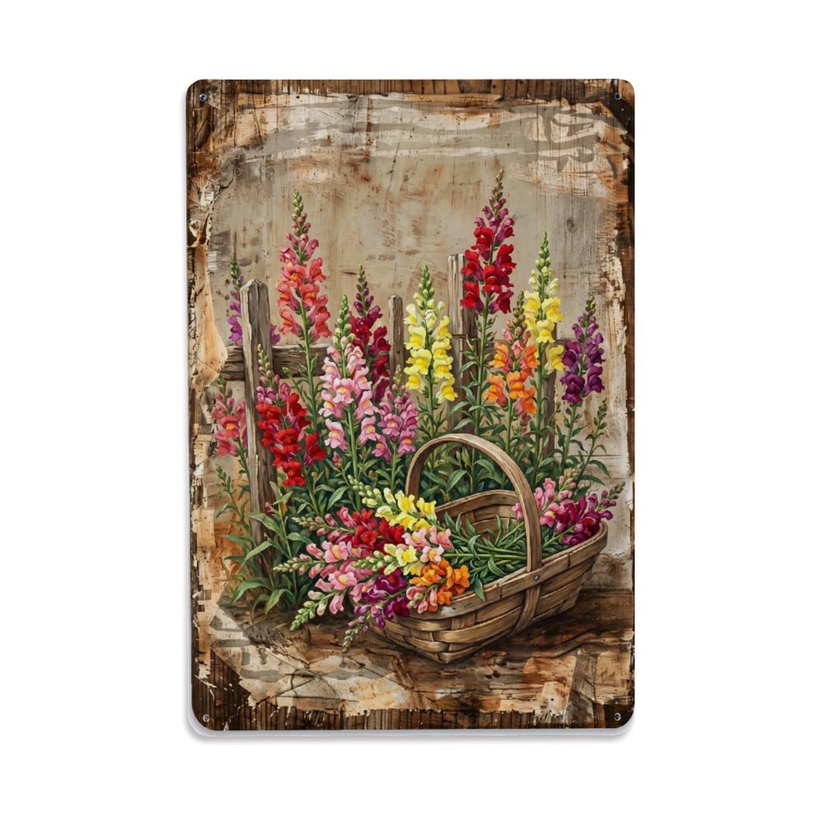 Snapdragon Garden Colorful Flowers Countryside Tall Vintage Metal Tin Sign Plaque Wall Decor for Cafe, Club, Garden Metal Poster 8x12Inch