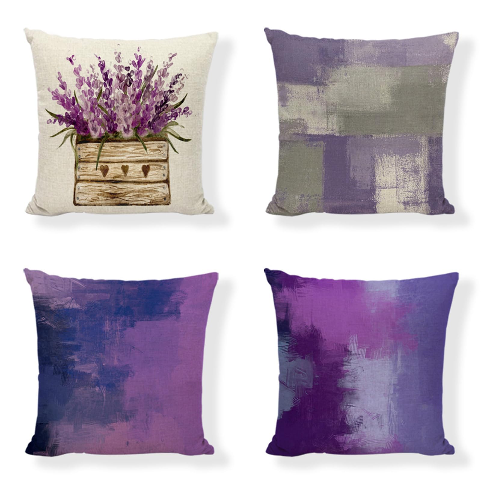 A Moment – Set Di 2 Federe Decorative In Lino Viola Con Motivo A Croce, 45x45 Cm - 5