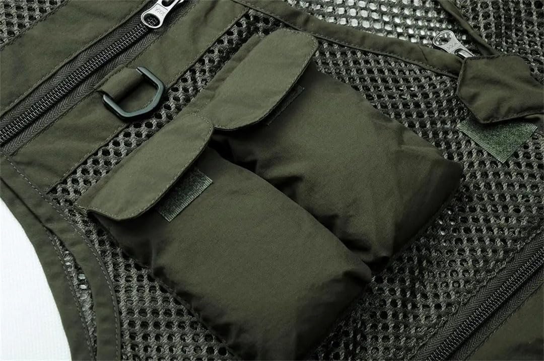 Chaleco de pesca multifuncional unisex con múltiples bolsillos, de secado rápido, ligero, para exteriores, camping, caza, fotografía