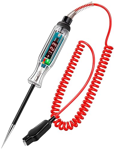 Probador digital LED de alta calidad, luz de prueba de CC de 2.6 V-32 V con cable de resorte extendido de poliuretano portátil, probador de luz de