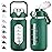 kytffu 42oz Glass Water Bottles with Straw, Motivational Glass Bottle with Silicone Sleeve and Time Marker, Leakproof Large Glass Water Jug for Gym Home Office, Ink green