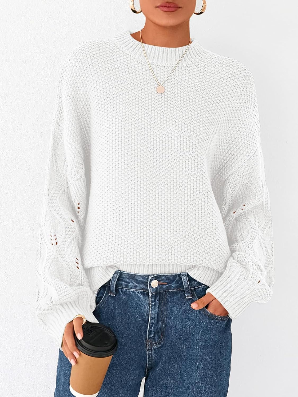 PRETTYGARDEN Womens Sweaters Fall 2025 Long Sleeve Crew Neck Cable Knit Oversized Sweater Top Casual Pullover Trendy Outfits - Image 2