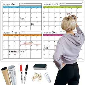 Amazon.com: Dry Erase Calendar For Wall 4 Month,Large Blank Laminated ...