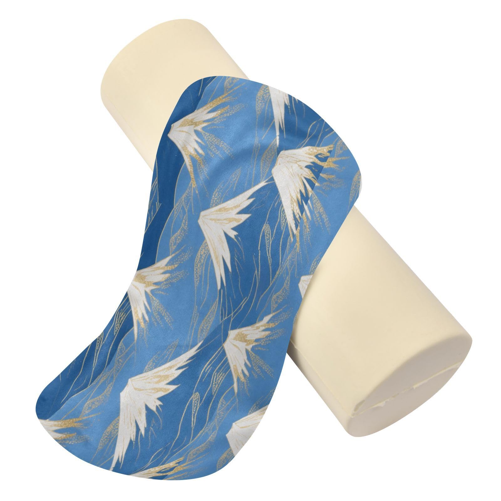 miaozhen Blue and White Japanese Mount Fuji Cylinder Foam Pillow Neck Support Pillows for Sleeping almohada de Cuello para dormir 5.5''x17''