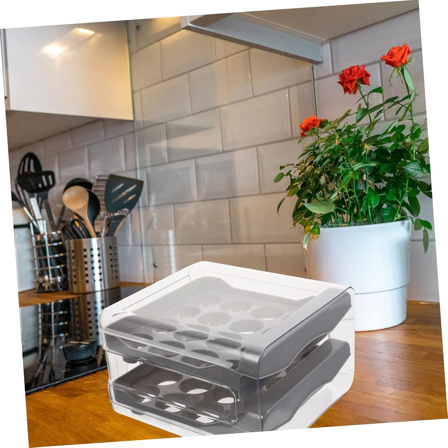 2pcs Egg Storage Box Fridge Accessories Household Egg Drawer Multi-Function Egg Tray Plastic Egg Drawer Convenient Egg Organizer Wear-Resistant Egg Drawer Reusable Egg Tray