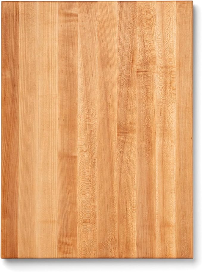John Boos R-Board Series Rectangular Wooden Maple Cutting Board 24”x18” – 1.5” Thick, 18-lb Reversible Butcher Block with Edge-Grain & Finger Grips – Made in the USA