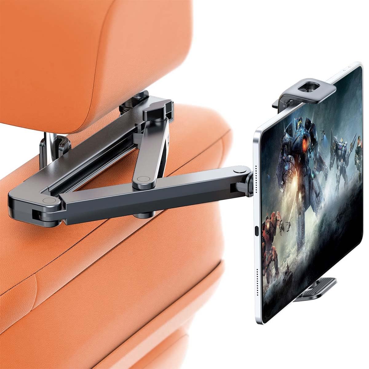 STHIRA® 360 ° Rotatable Phone & Tab holder for Car Back Seat 2 in 1 Headrest Tab Stand for Car with Retractable Arm Universal Snap-on Auto Mount for 4''-12.9'' Device, Road Trip Essentials for Vehicle-image-40